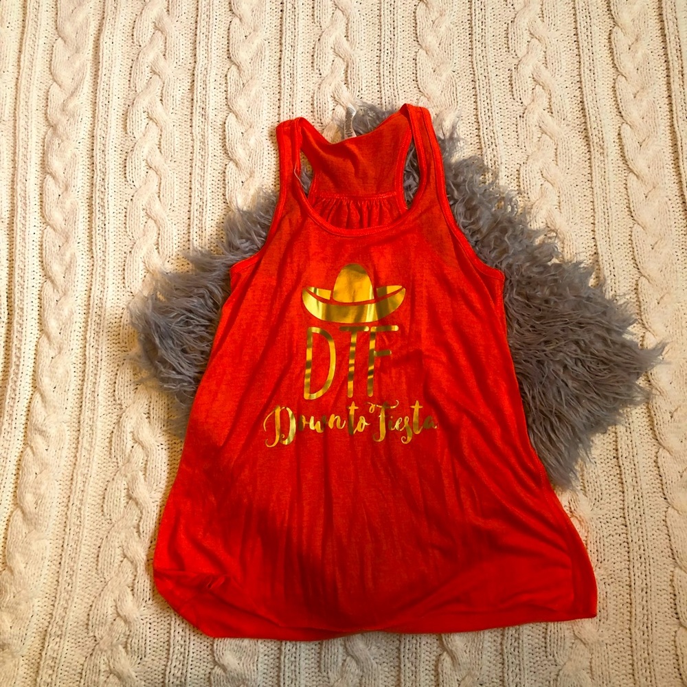 Bella DTF medium bright orange racerback tank NWOT